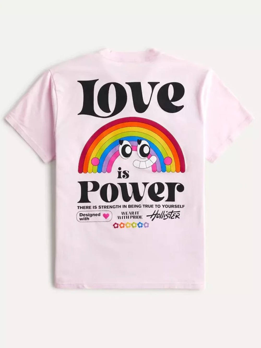 Hollister Love is Power" Pink Graphic Tee